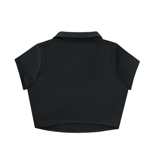 OG V-Neck Lapel Crop Top