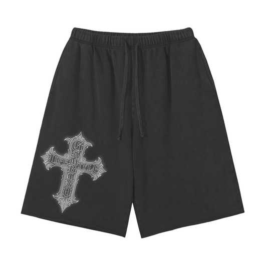 Snow Washed Raw Hem Shorts