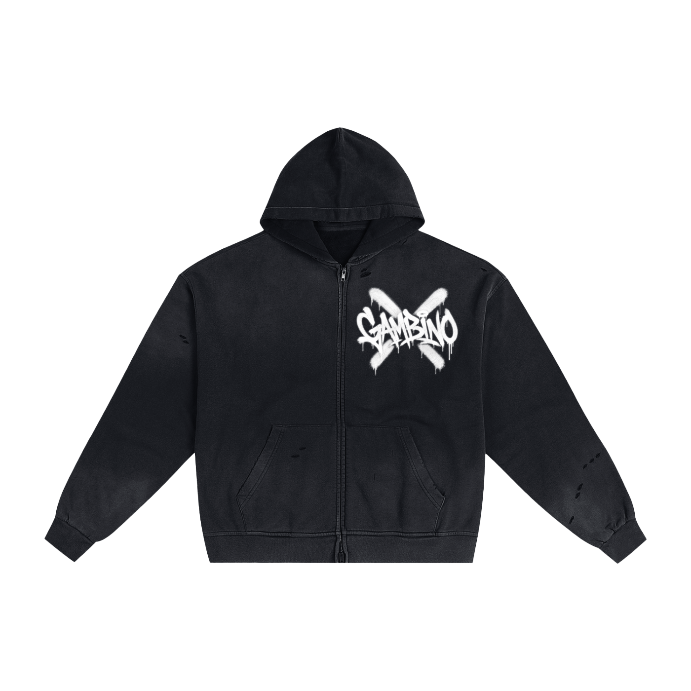 Hand-Frayed Sunfade Zip Hoodie